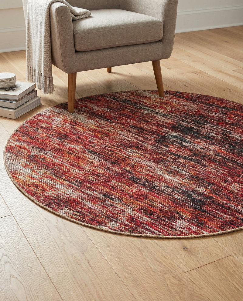 Sahara Essence Collection Area Rug - Oasis (Rust Red) Round Rust Red  lifestyle 38