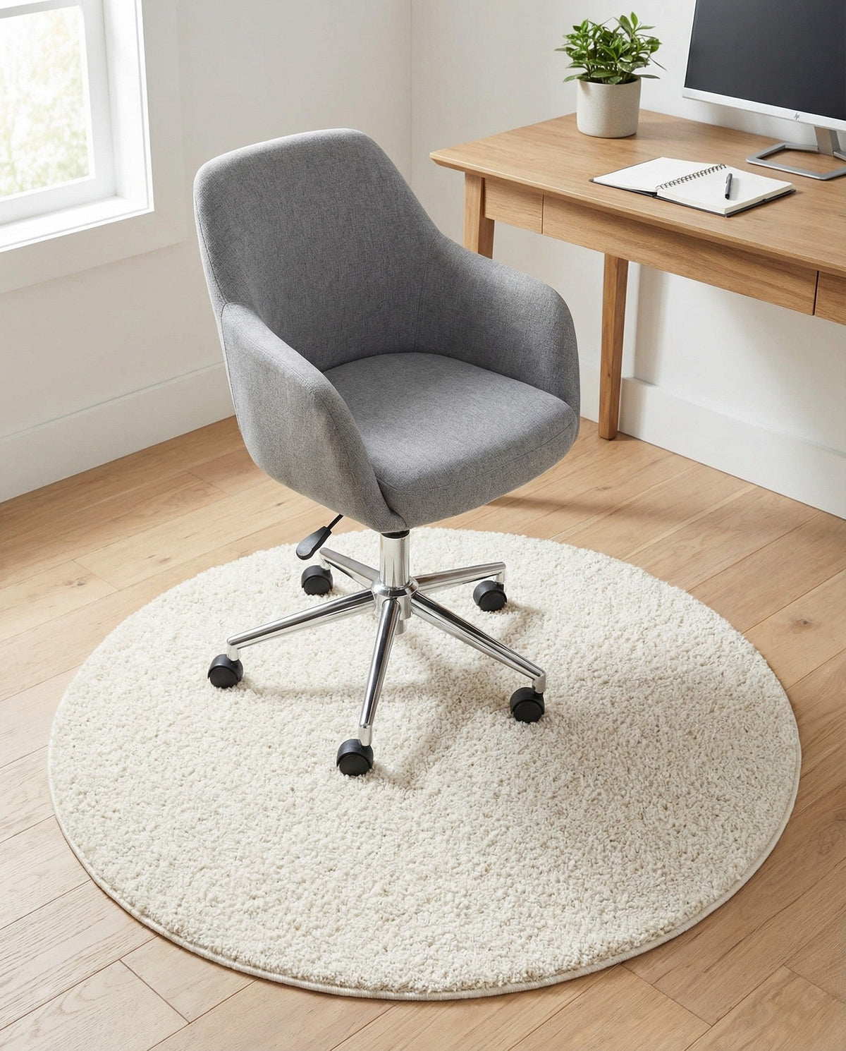 Solid Shag Seaside Collection Area Rug - Azure Cove (Ivory) Round Ivory  lifestyle 88