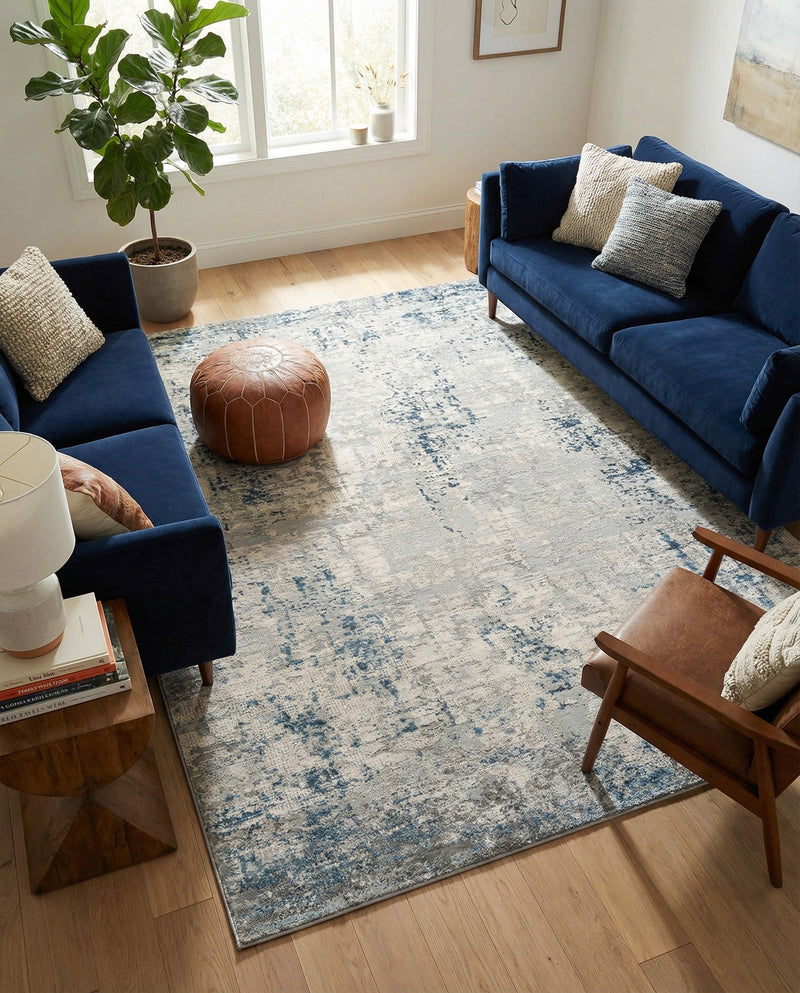 Aegean Elegance Collection Area Rug -  Milos Rectangle Gray Blue  lifestyle 12
