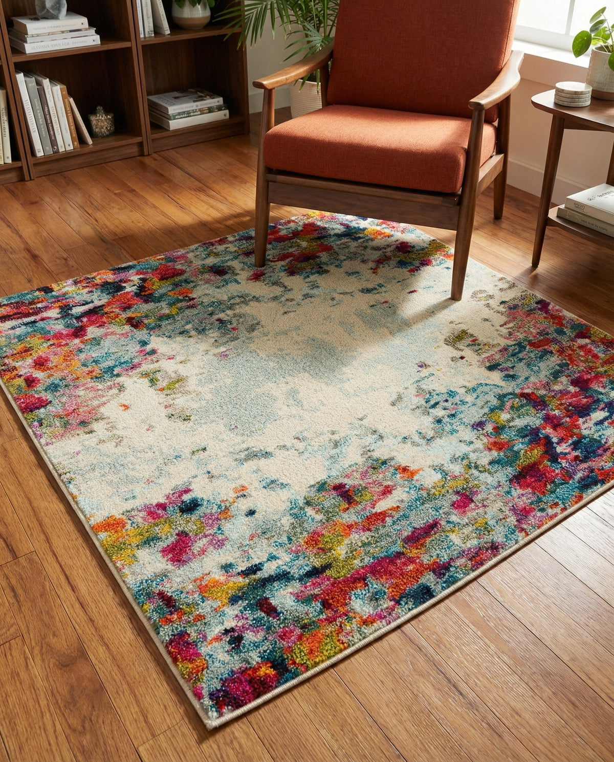 Chromatic Oasis Collection Area Rug -  Blush Square Multi  lifestyle 124
