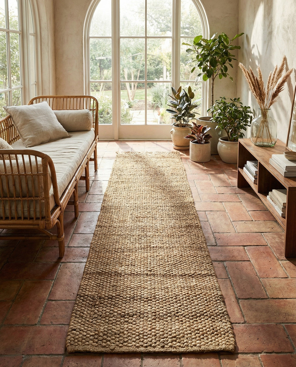 Savannah Jute Collection Area Rug - Seashore Runner Natural  lifestyle 159