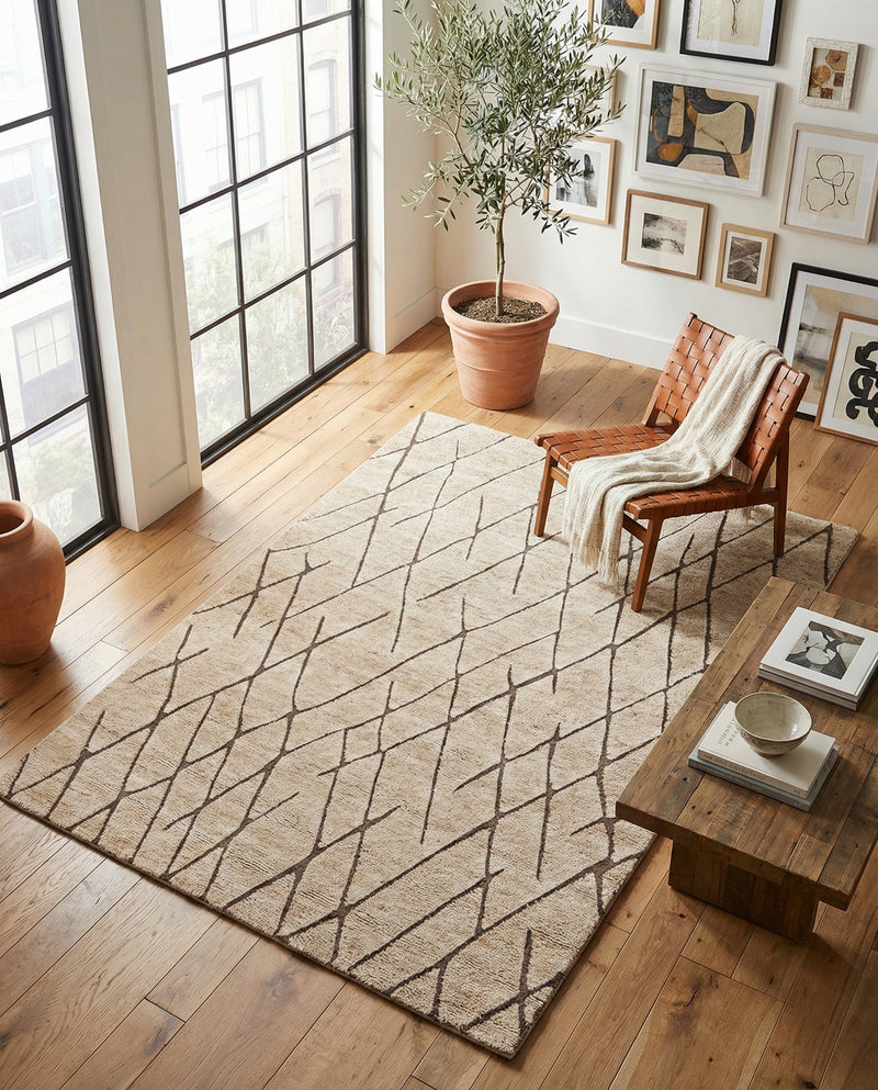 Sahara Berber Wool Collection Area Rug - Marrakesh Rectangle Camel Brown  lifestyle 43