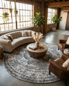 Riviera Elegance Collection Area Rug -  Menton (Gray) Round Gray  lifestyle 63