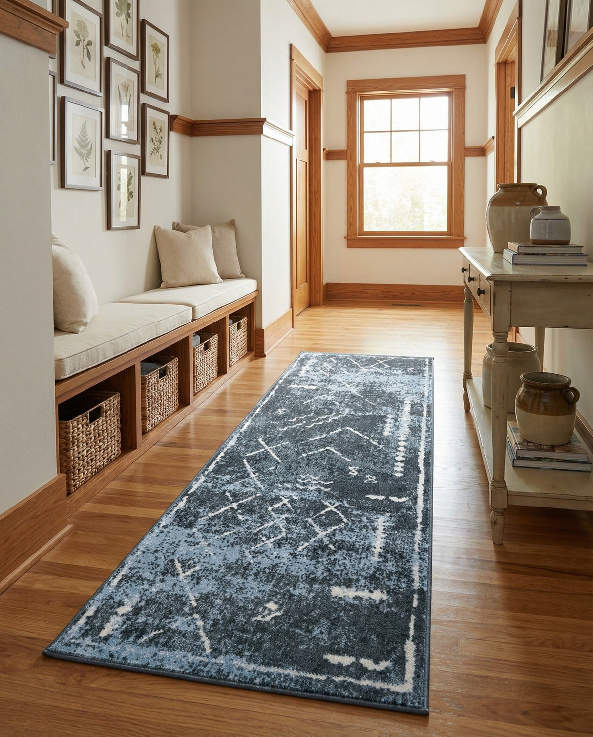 Aegean Elegance Washables Collection Area Rug - Santorini Runner Navy Blue  lifestyle 138
