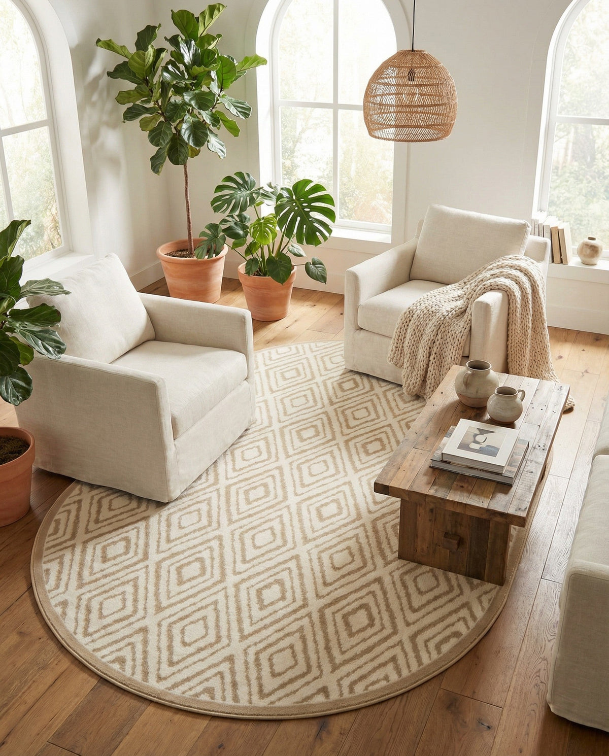 Sanctuary Retreat Collection Area Rug -  Oasis Oval Snow White  lifestyle 122