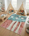 Wonder Tykes Collection Area Rug -  Zany Rectangle Red and Blue  lifestyle 11