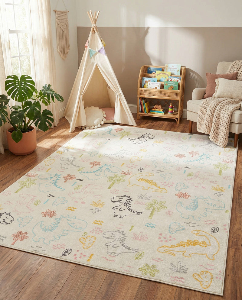 Wonder Tykes Collection Area Rug -  Abstracta Rectangle Ivory  lifestyle 3