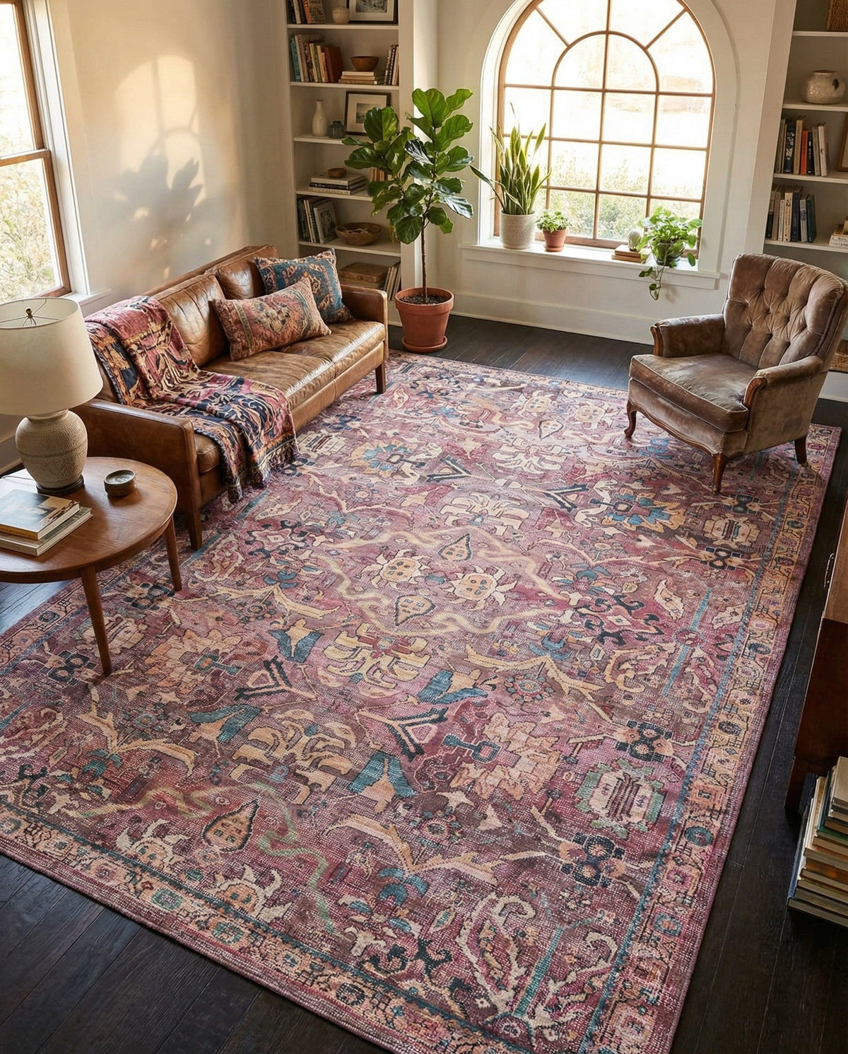 Vintage Memories Collection Area Rug -  Memories Rectangle Pink  lifestyle 12