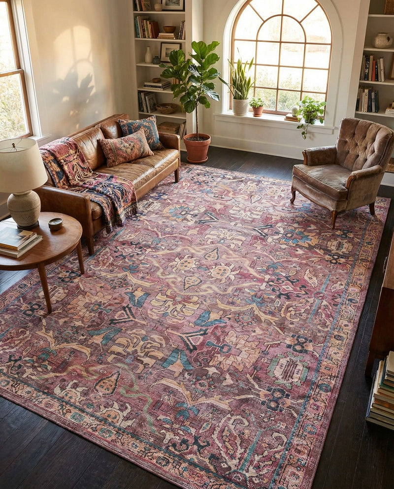 Vintage Memories Collection Area Rug -  Memories Rectangle Pink  lifestyle 12