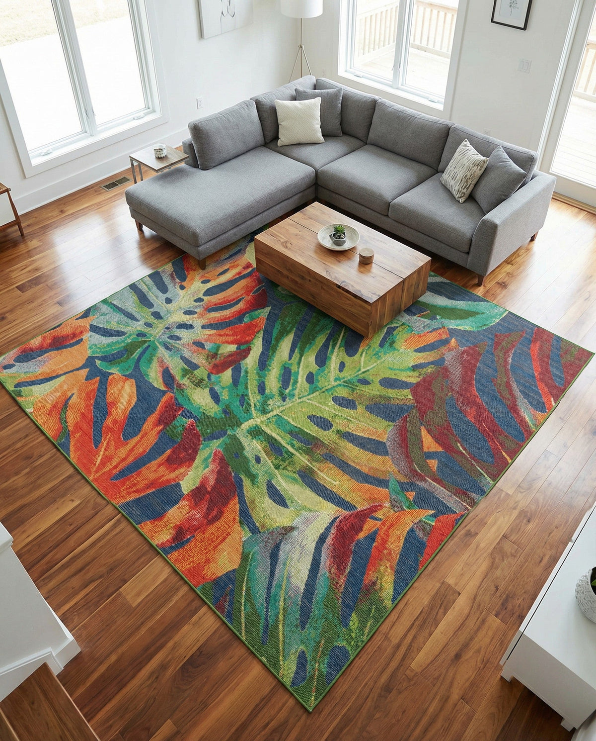 Coastal Terrace Collection Area Rug -  Pier Square Multi  lifestyle 62