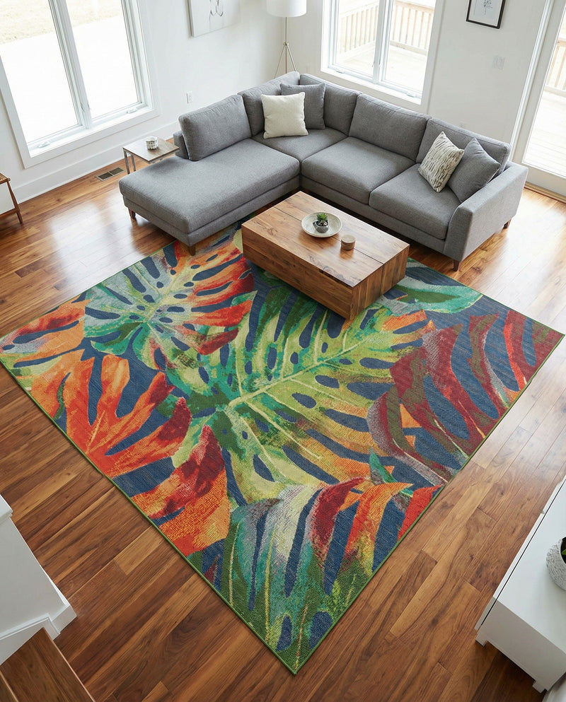 Coastal Terrace Collection Area Rug -  Pier Square Multi  lifestyle 62
