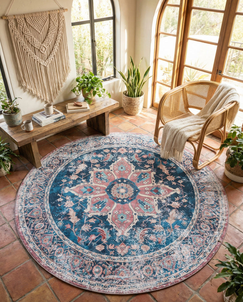 Laguna Sands Collection Area Rug -  Zuma Round Navy Blue  lifestyle 42