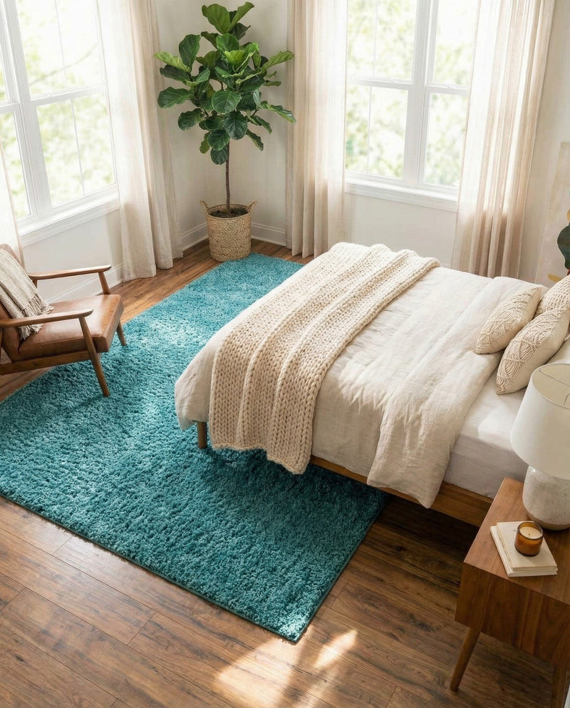 Cozy Comfort Shag Collection Area Rug - Haven (Turquoise) Rectangle Turquoise  lifestyle 24