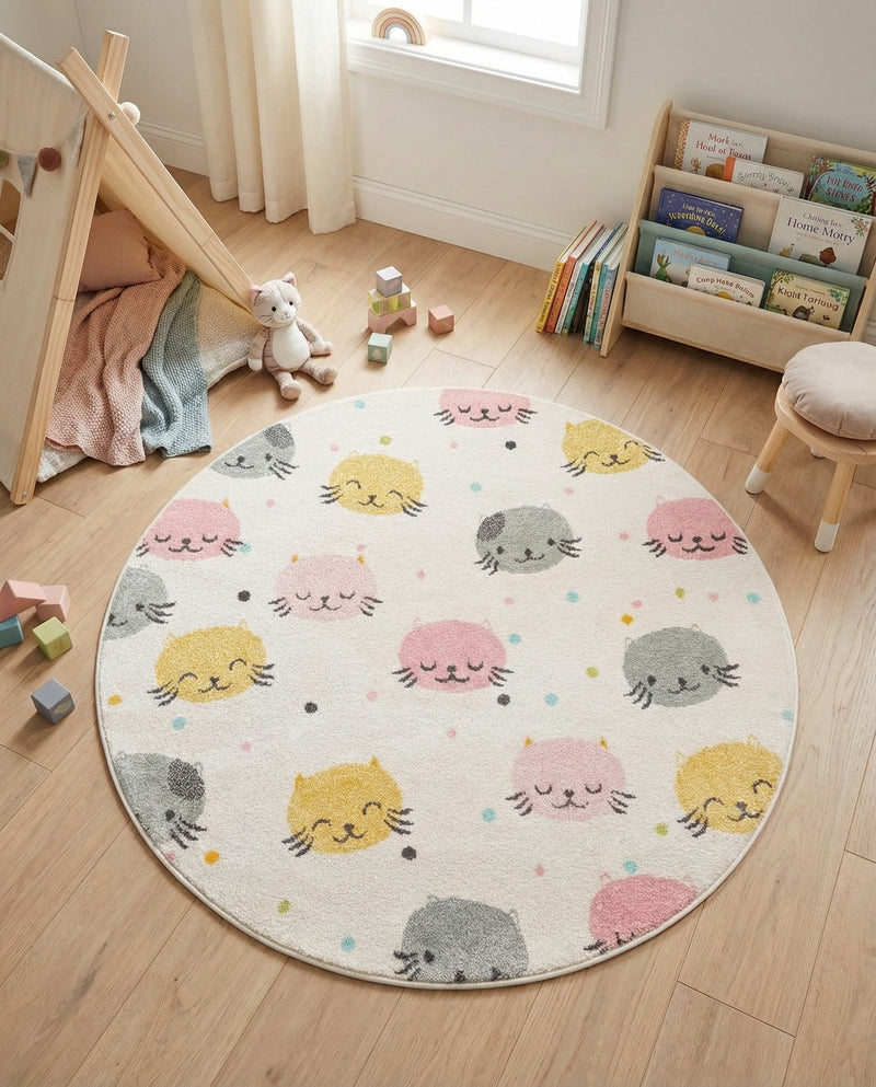 Wonder Tykes Collection Area Rug -  Dazzle Round Ivory  lifestyle 36