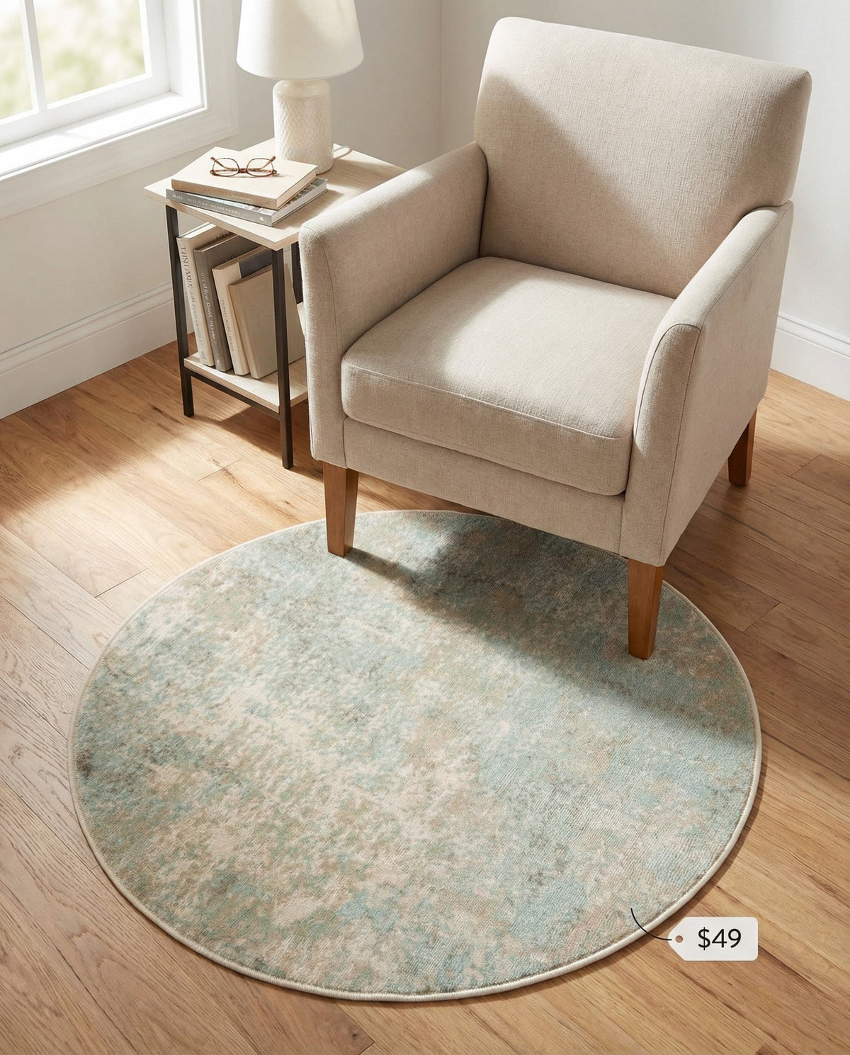 Lagoon Oasis Collection Area Rug -  Seagrass Round Teal  lifestyle 128