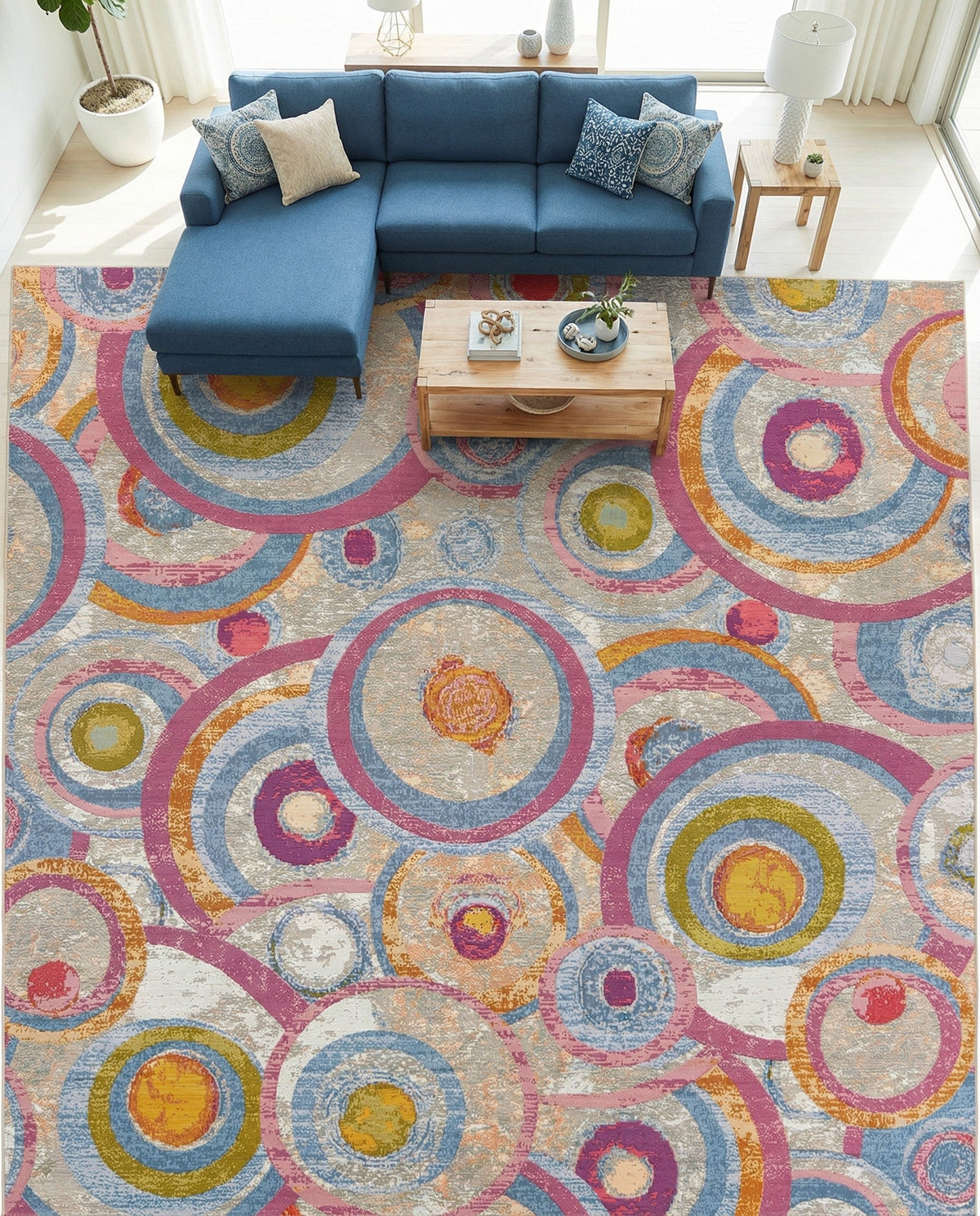 Urban Terrace Collection Area Rug -  Plaza Square Multi  lifestyle 81