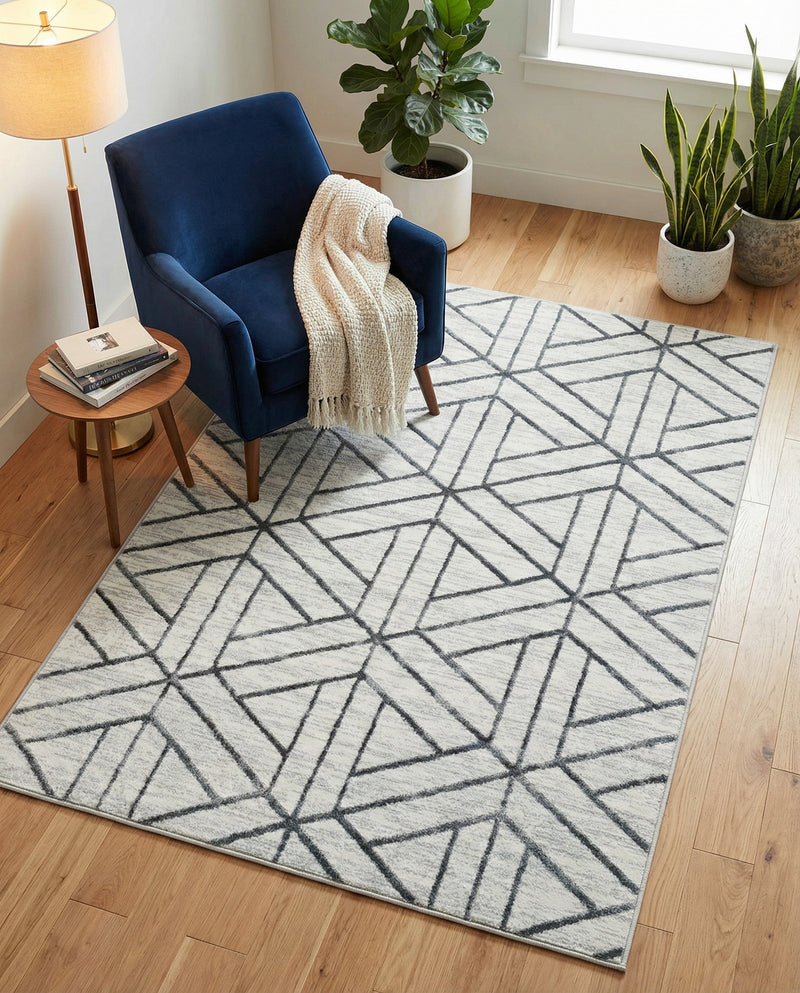 Garden Maze Retreat Collection Area Rug -  Topiarytrail Rectangle White  lifestyle 24