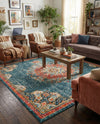 Brighton Terrace Collection Area Rug - Hove (Blue) Square Blue  lifestyle 73