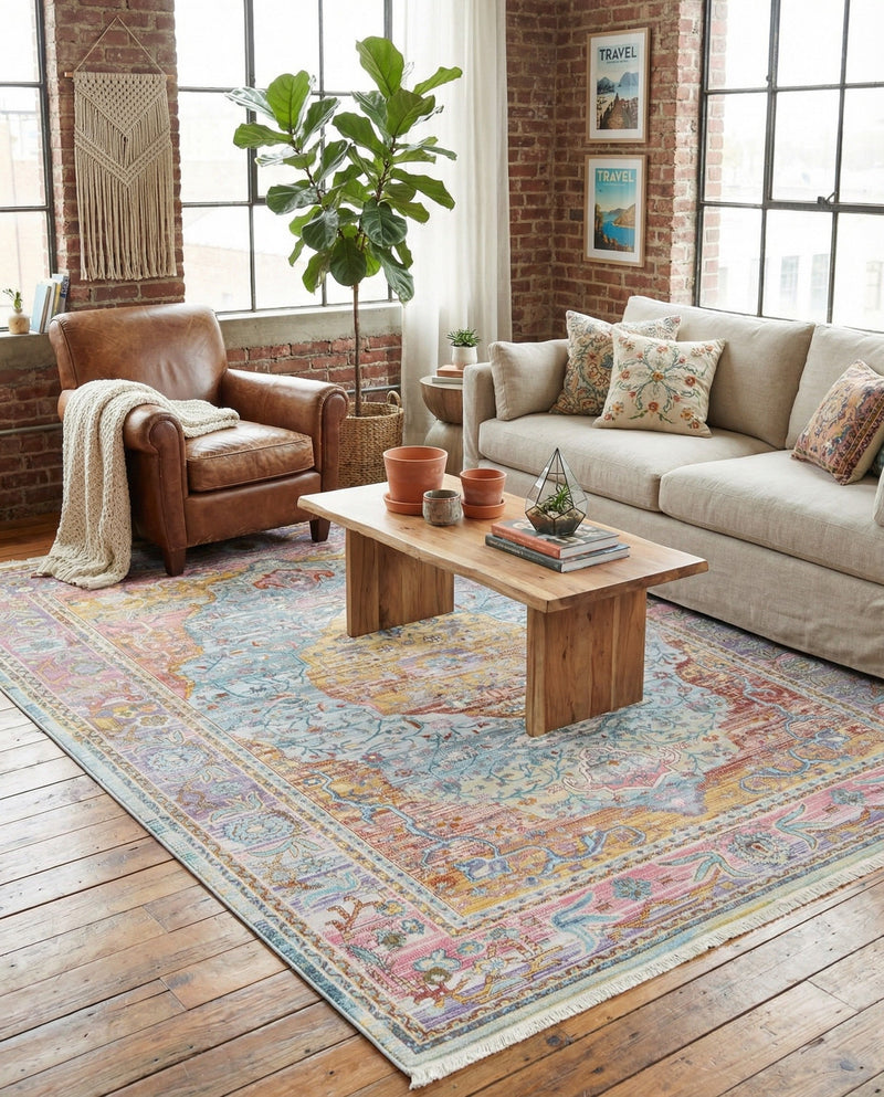 Caribbean Breeze Collection Area Rug -  Vieques Rectangle Light Blue  lifestyle 5
