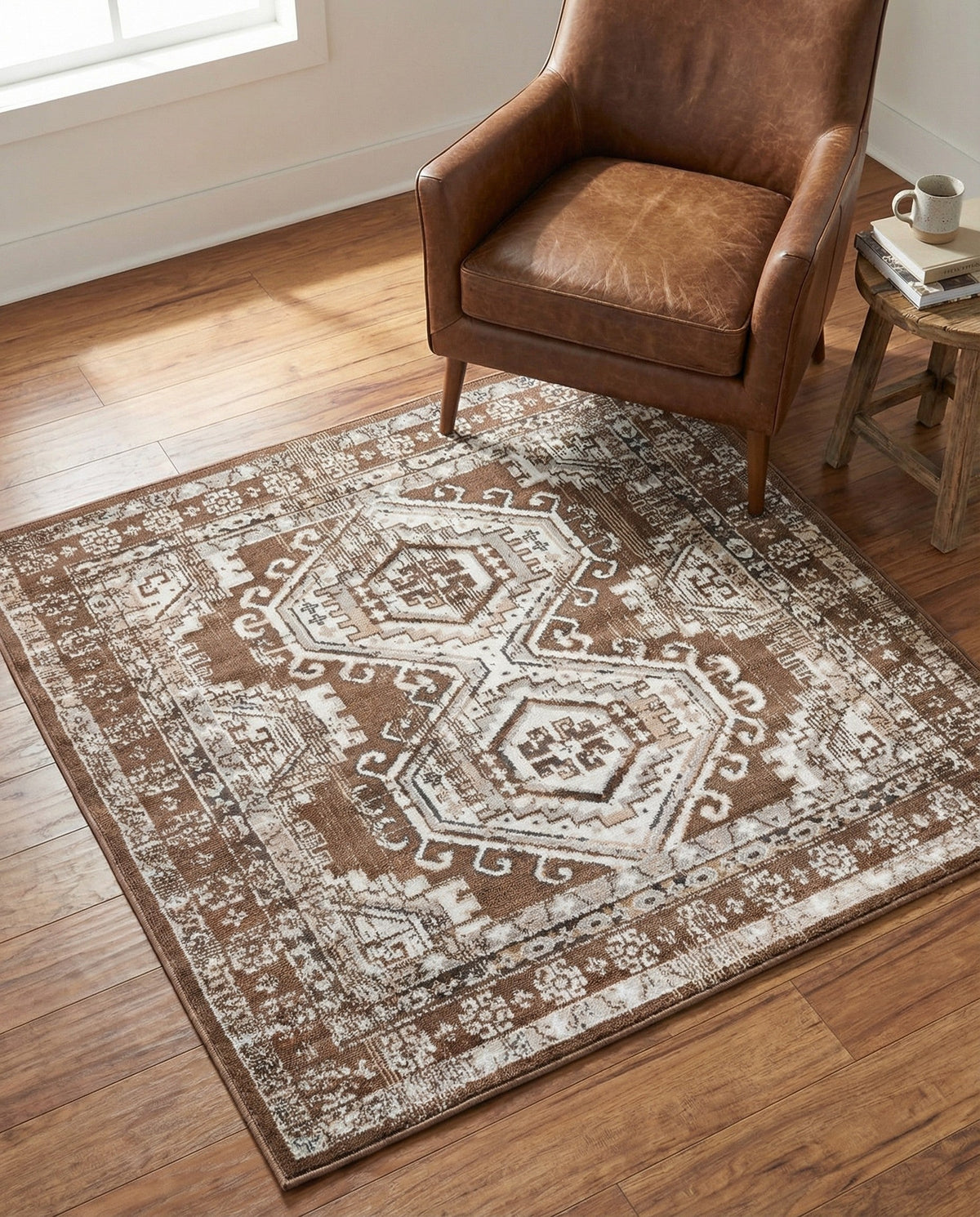 Savannah Elegance Collection Area Rug -  Tybee (Brown) Square Brown  lifestyle 104
