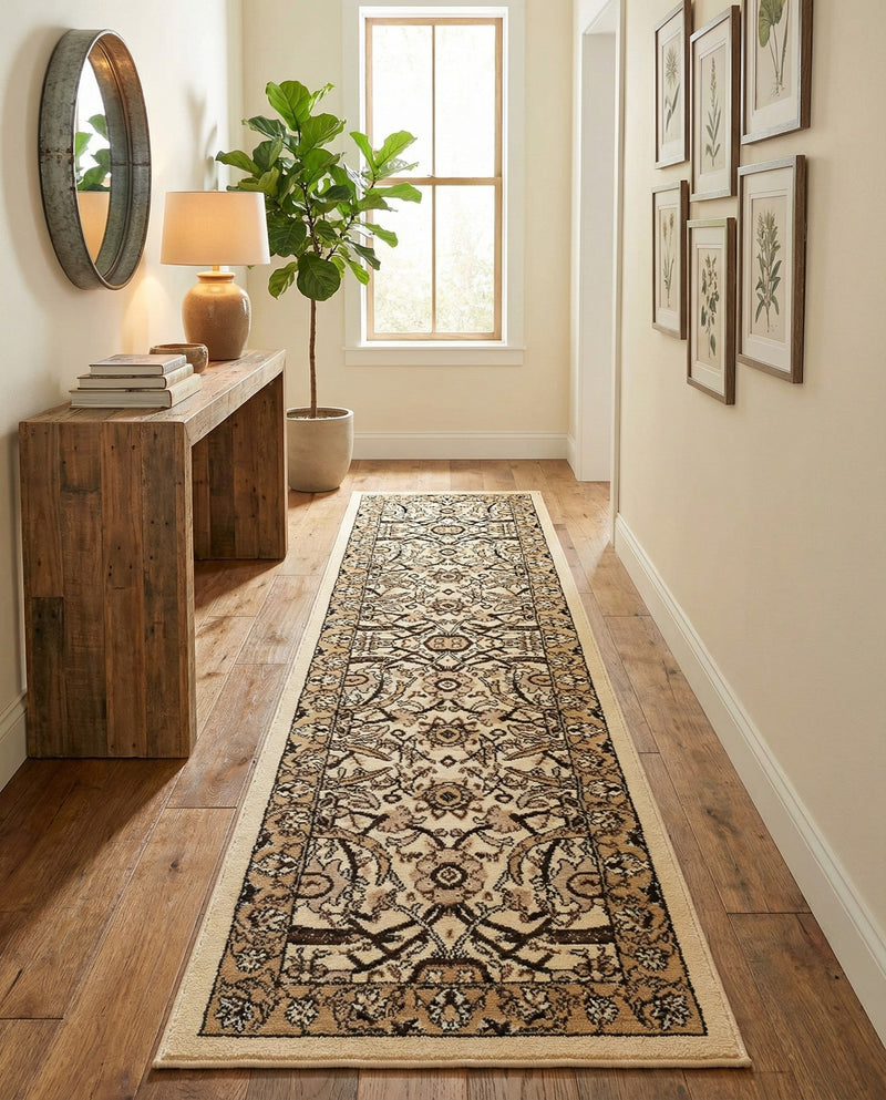 Tabriz Tapestry Collection Area Rug - Sahand (Ivory) Runner Ivory  lifestyle 38