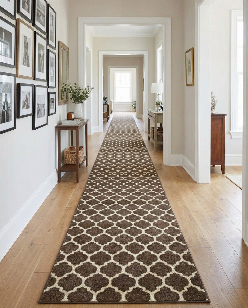 Lattice Gardens Collection Area Rug -  Bloomfield (Brown) Runner Brown  lifestyle 67