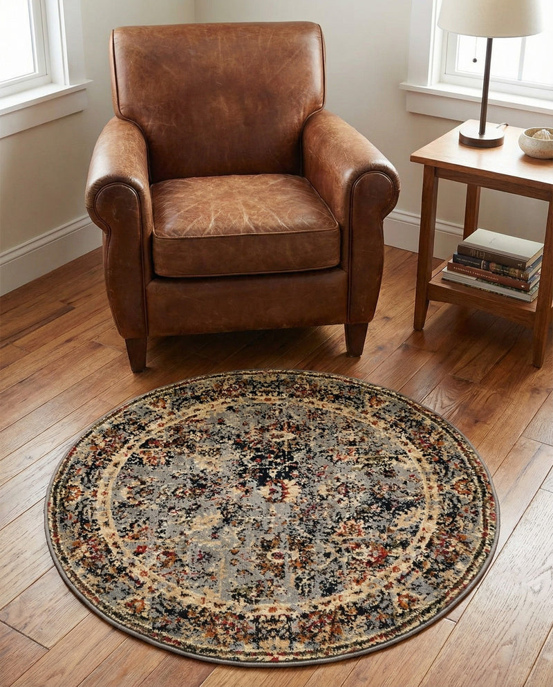 Neptune Elegance Collection Area Rug -  Galatea (Blue) Round Blue  lifestyle 64