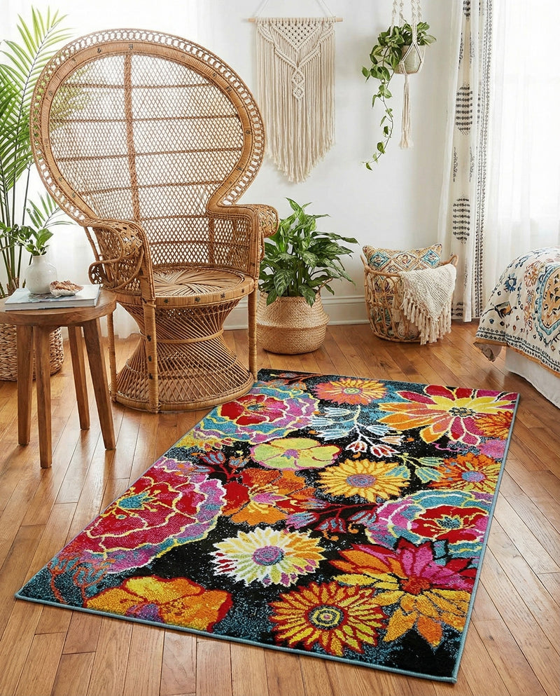 Venetian Elegance Collection Area Rug -  Accademia Rectangle Black  lifestyle 21