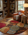 Bistro Lounge Collection Area Rug -  Cappuccino Oval Multi  lifestyle 77