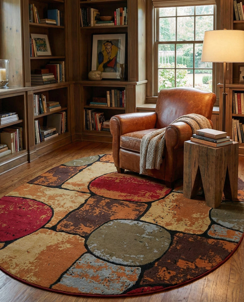 Bistro Lounge Collection Area Rug -  Cappuccino Oval Multi  lifestyle 77