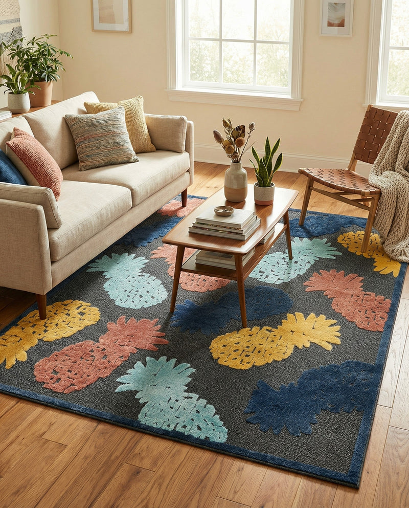Caribbean Terrace Collection Area Rug -  Nevis Rectangle Black  lifestyle 19