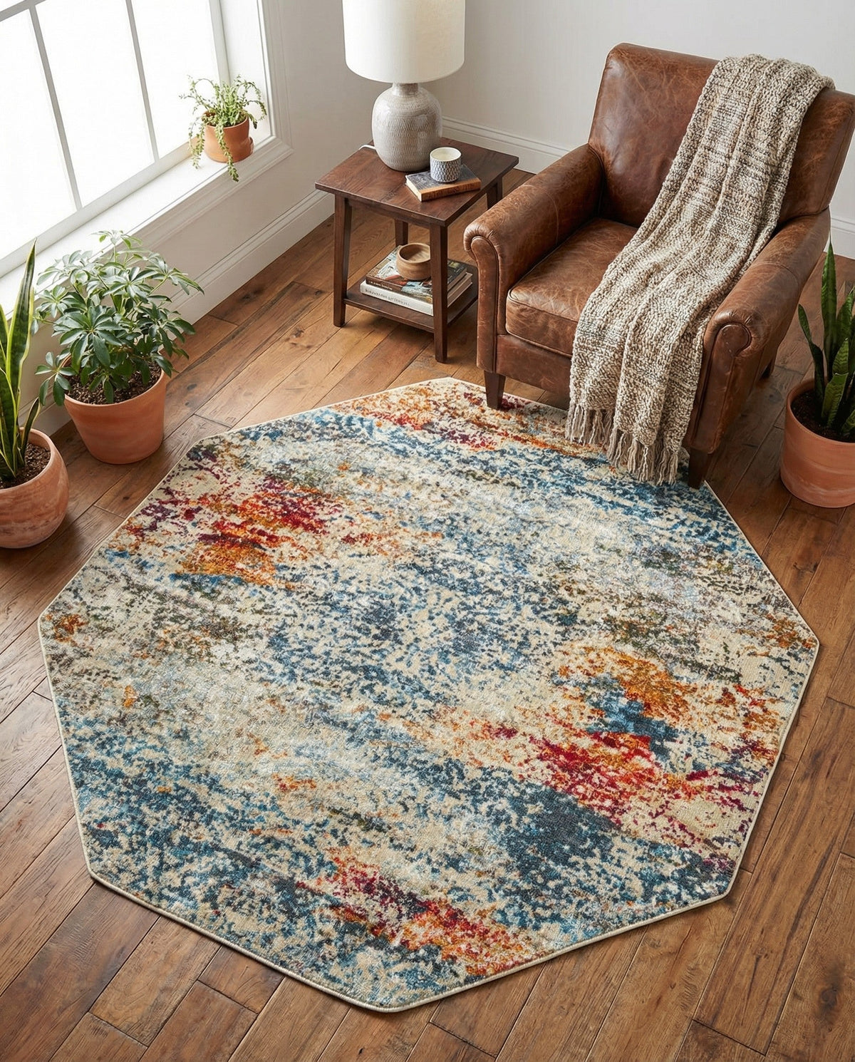 Caribbean Breeze Collection Area Rug -  Isla Octagon Cream  lifestyle 89