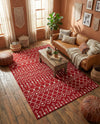 Marrakech Lattice Collection Area Rug - Medina (Red) Rectangle Red  lifestyle 11