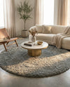 Eternal Plush Oasis Collection Area Rug -  Tranquility (Ash) Round Ash  lifestyle 56