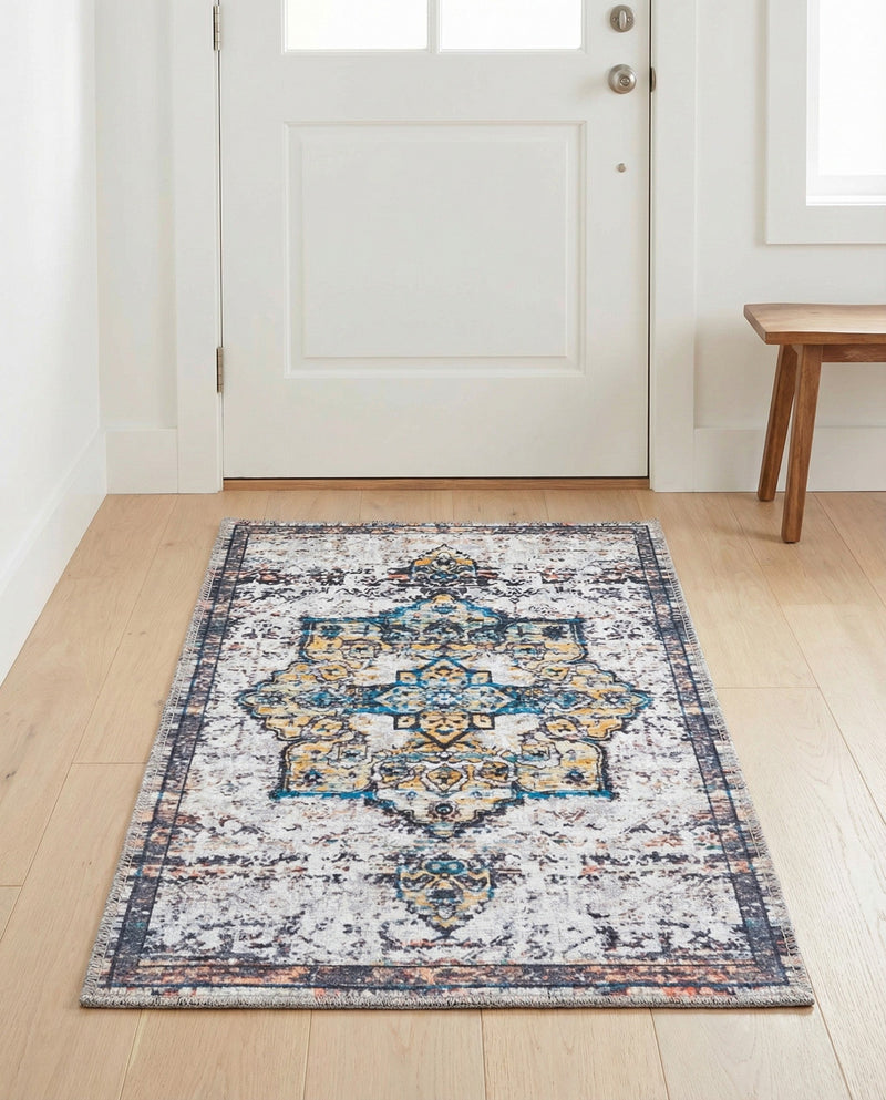 Baroque Era Collection Area Rug - Versailles (Sea Salt White) Rectangle Sea Salt White  lifestyle 22