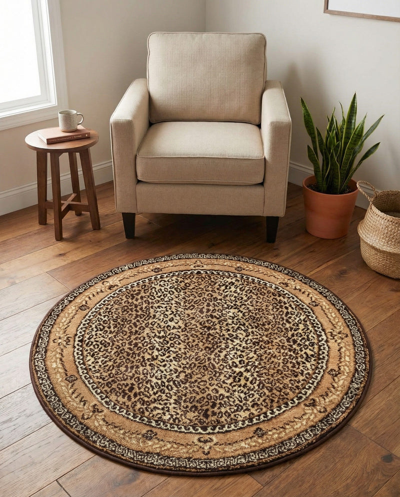Savannah Sojourn Collection Area Rug -  Limpopo Round Brown  lifestyle 59