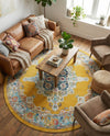 Beverly Grove Collection Area Rug -  Fairfax (Yellow) Round Yellow  lifestyle 55