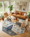 Colorburst Oasis Collection Area Rug -  Mosaic Octagon Ivory Gray Blue  lifestyle 74