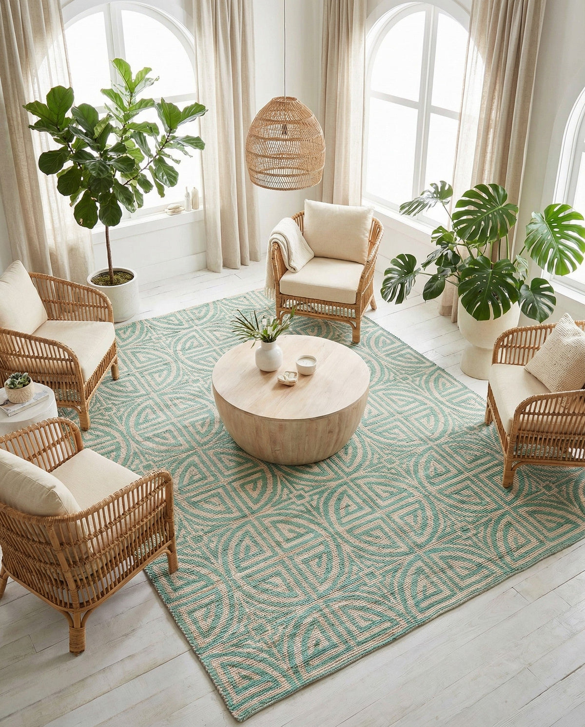 Savannah Threads Collection Area Rug -  Thar Rectangle Blue and Ivory  lifestyle 37