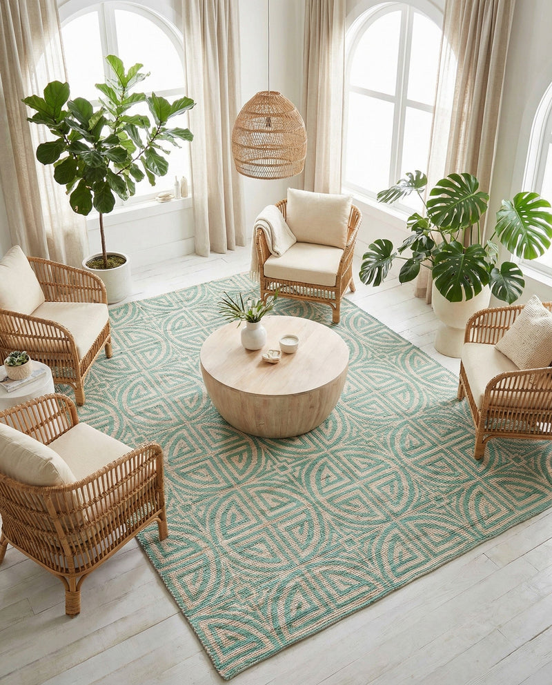 Savannah Threads Collection Area Rug -  Thar Rectangle Blue and Ivory  lifestyle 37