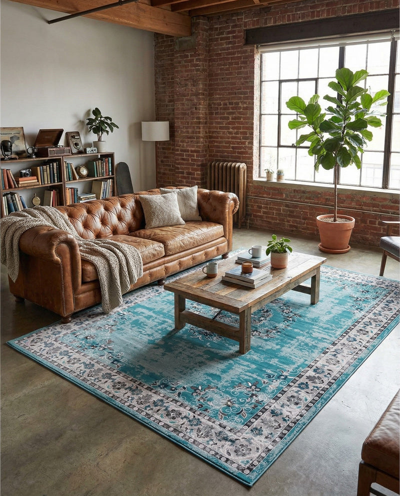 Geneva Terrace Collection Area Rug -  Yverdon Rectangle Blue  lifestyle 10