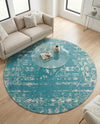 Brighton Stripes Collection Area Rug - Sussex (Light Blue) Round Light Blue  lifestyle 50