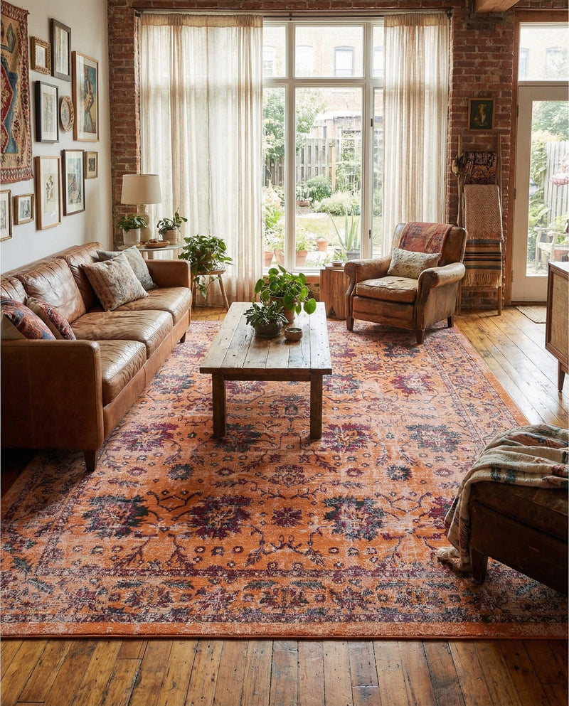 Geneva Terrace Collection Area Rug -  Lausanne Rectangle Orange  lifestyle 39
