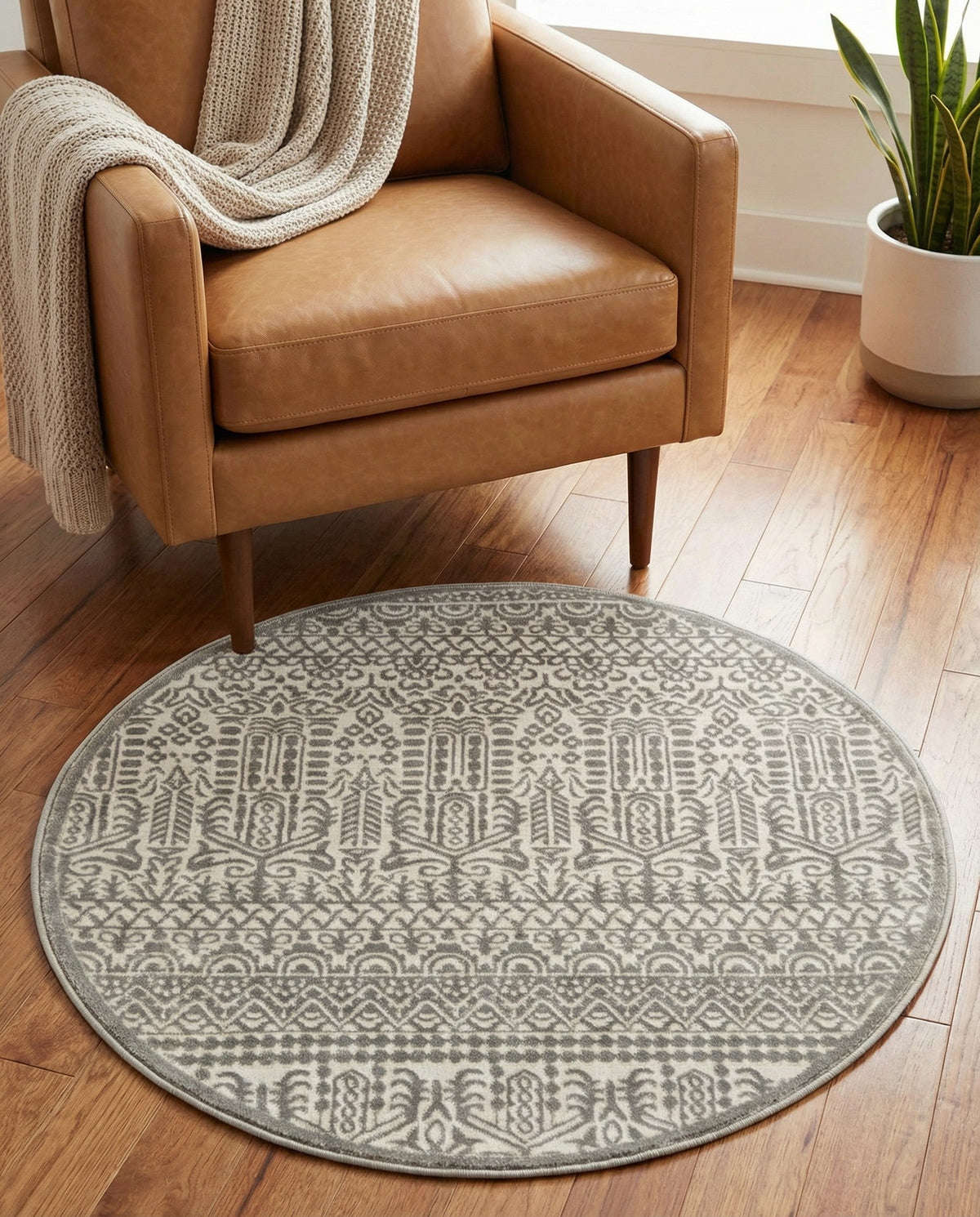 Metro Heights Collection Area Rug -  Chelsea Round Gray  lifestyle 121