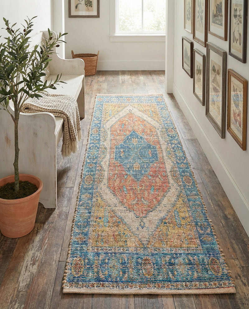 Savannah Threads Collection Area Rug - Charleston Runner Orange Yellow  lifestyle 47