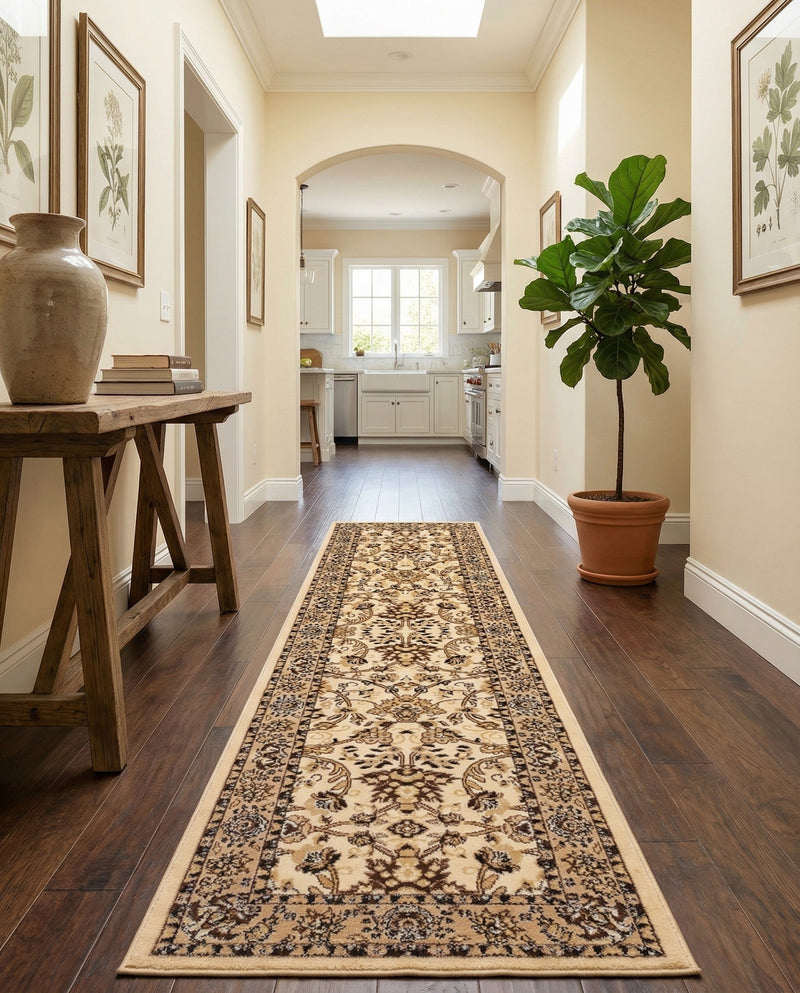 Isfahan Elegance Collection Area Rug - Naghsh-e Jahan (Ivory) Runner Ivory  lifestyle 86