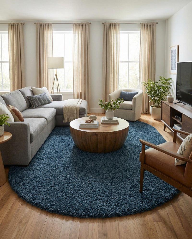 Alpine Plush Collection Area Rug -  Cortina (Marine Blue) Oval Marine Blue  lifestyle 44