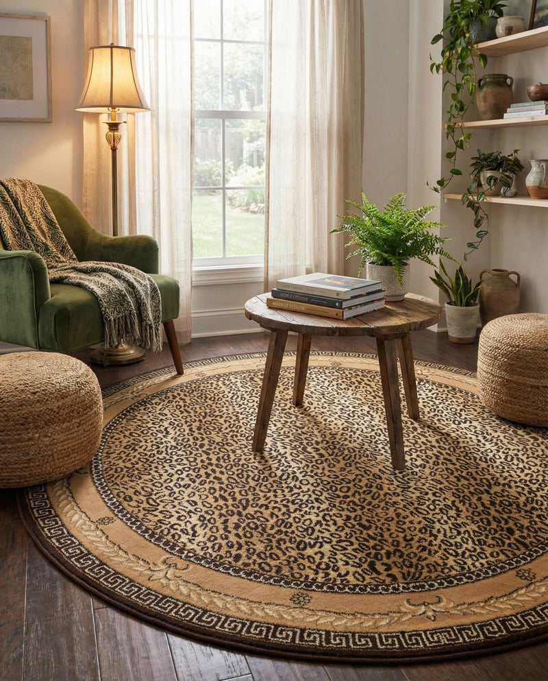 Savannah Sojourn Collection Area Rug -  Limpopo Round Brown  lifestyle 74