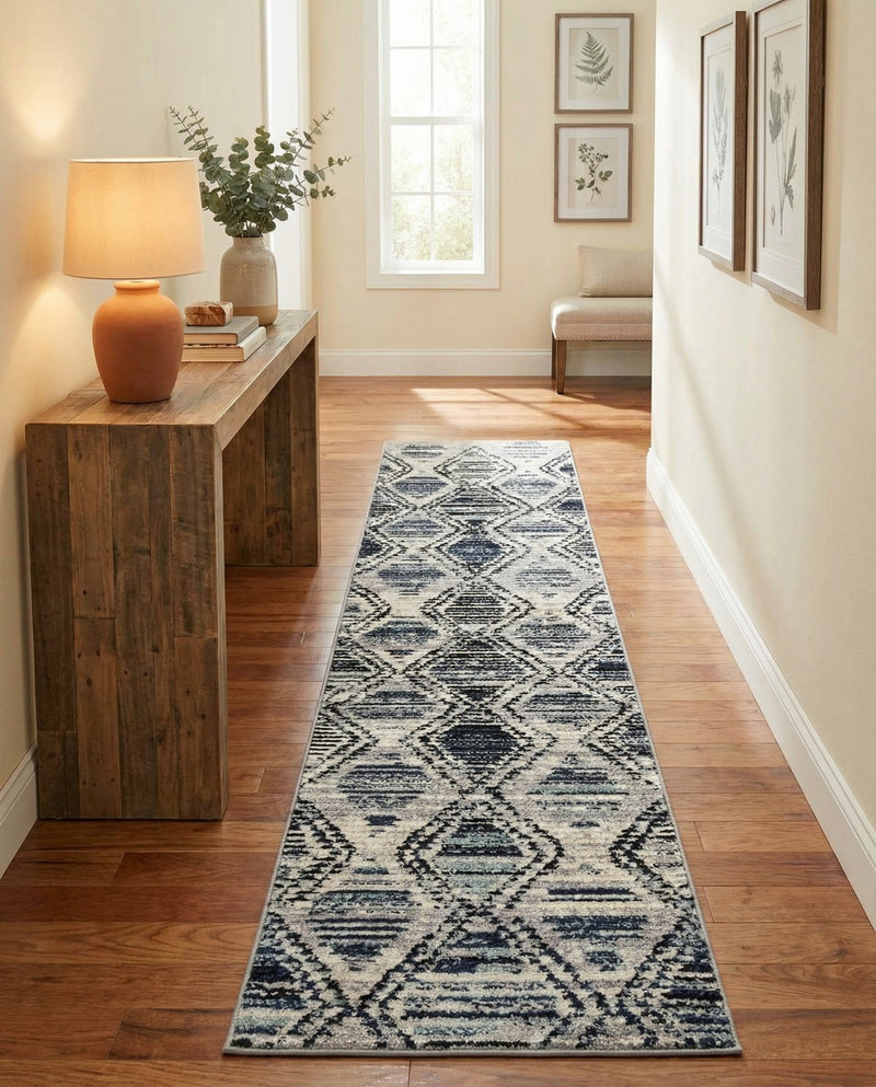 Marrakech Mosaic Collection Area Rug -  Atlas Runner Blue Gray  lifestyle 55