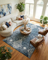 Aegean Elegance Washables Collection Area Rug -  Naxos Rectangle Navy Blue  lifestyle 6